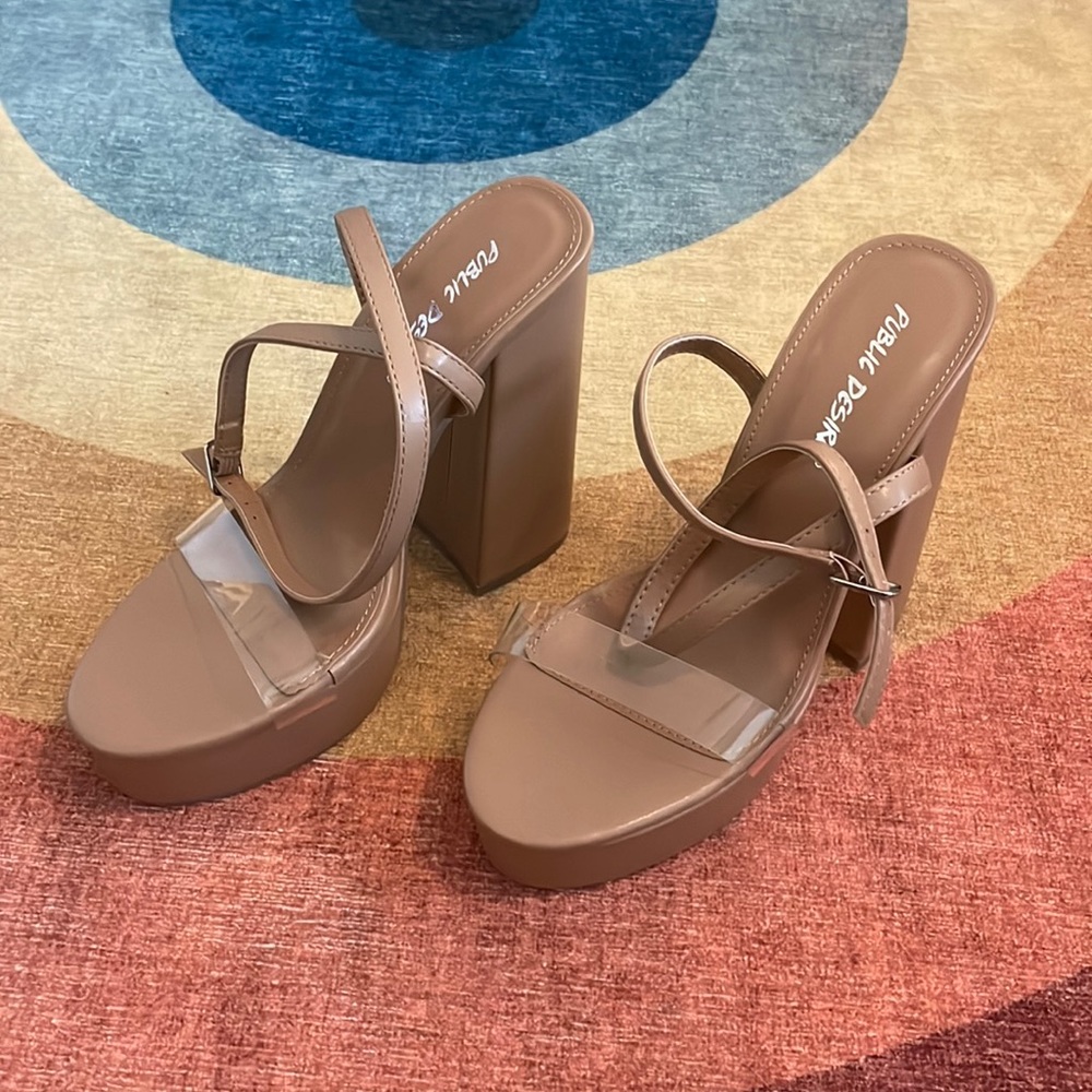 Public Desire Nude Platform Heels